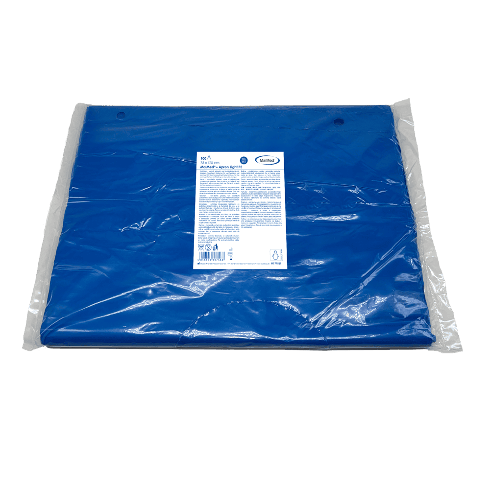 MaiMed Apron PE Schutzschürze Blau Produktansicht